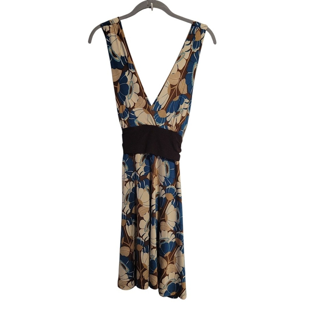 Y2K Retro 70s Floral Empire Waist V Neck ALine Knee Length Dress Whimsigoth Boho